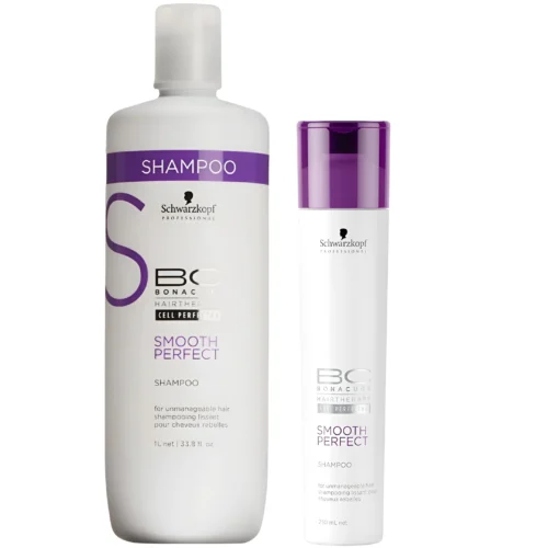 Shampoo Schwarzkopf BC Alisante Smooth Perfect 250ml y 1L – Shampoo alisante para cabello suave, manejable y libre de frizz.