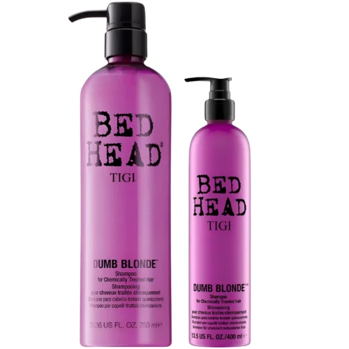 Shampoo TIGI Bed Head Dumb Blonde Reparador para Cabello Rubio 400ml y 750ml – Nutre y repara el cabello rubio, dejándolo brillante.